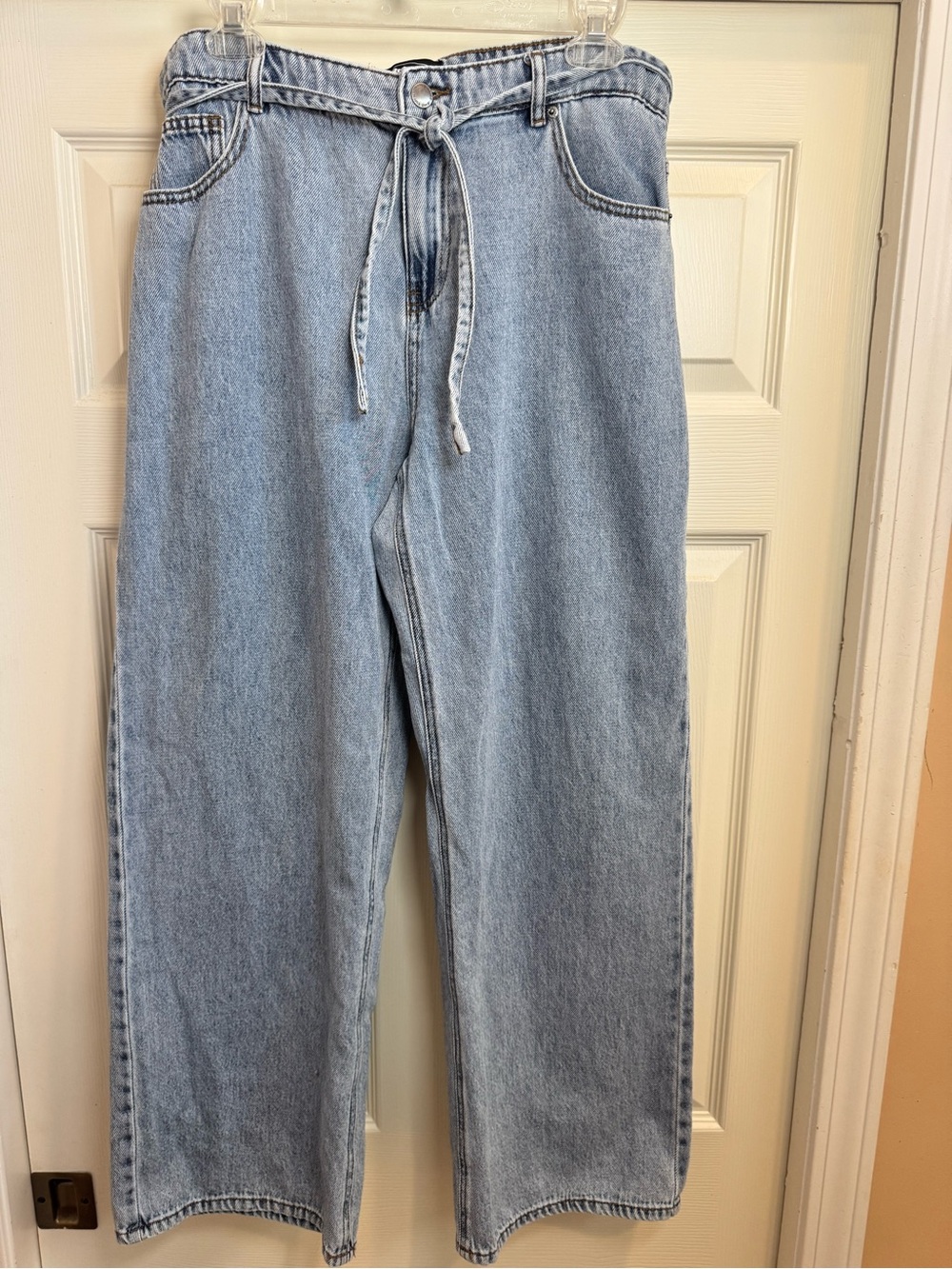 Buffalo Cropped Ankle Jeans Light Blue Jeans with Drawstring - sz 12 - Picture 6 of 11
